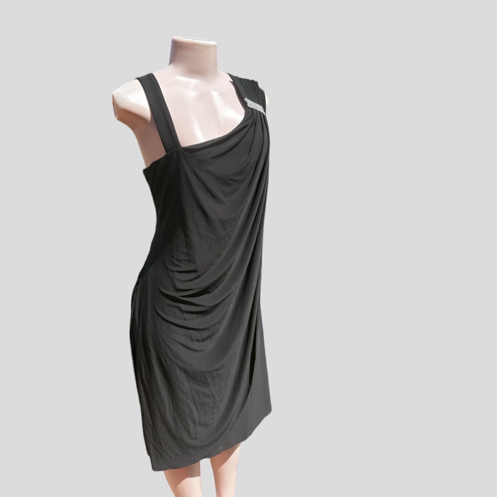 Joseph Ribkoff Lbd Black Dress With Rhinestone Details Asymmetrical 16
